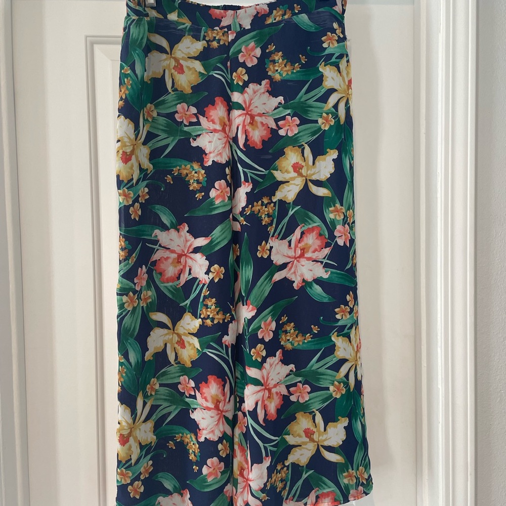 Wide leg floral pants
